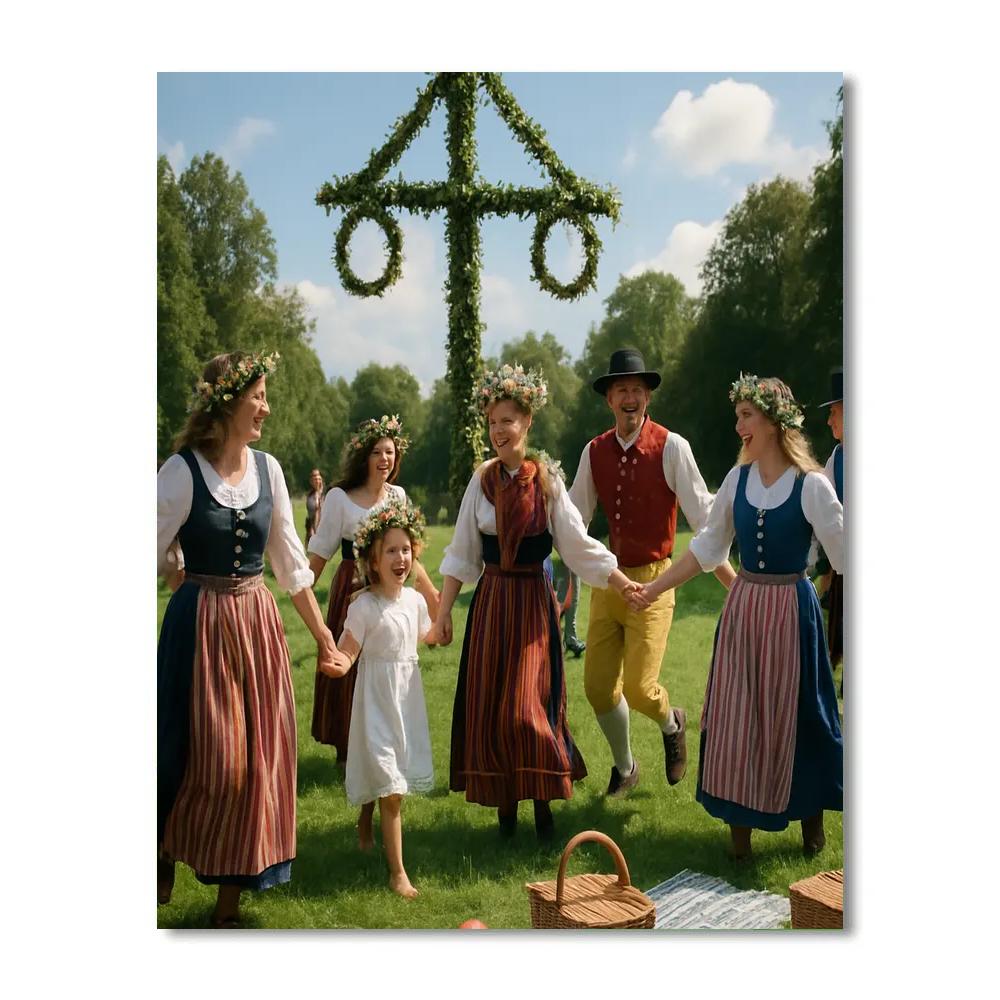 Midsummer Swedish Maypole Painting by numbers kit