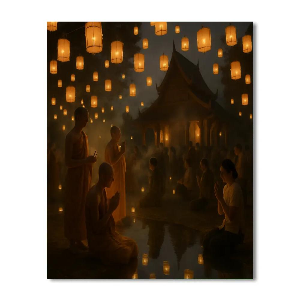 Lanterns At Vesak Temple paint by numbers