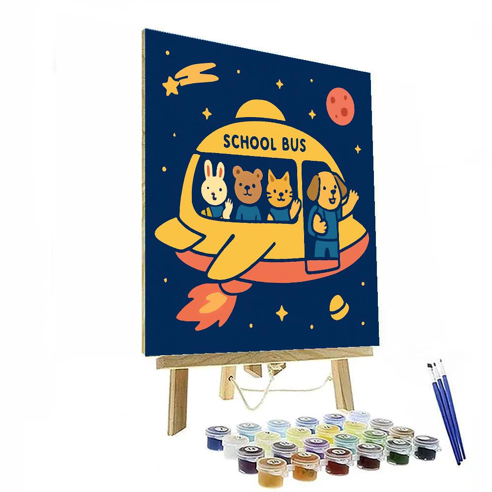 Tiny Astronaut School Bus painting number kit