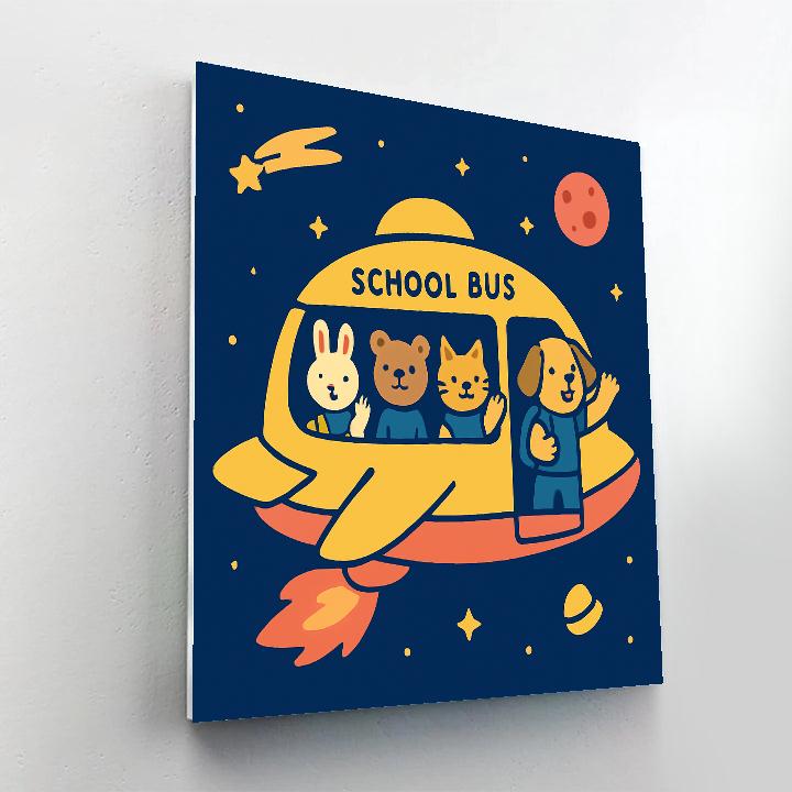 Tiny Astronaut School Bus painting number kit