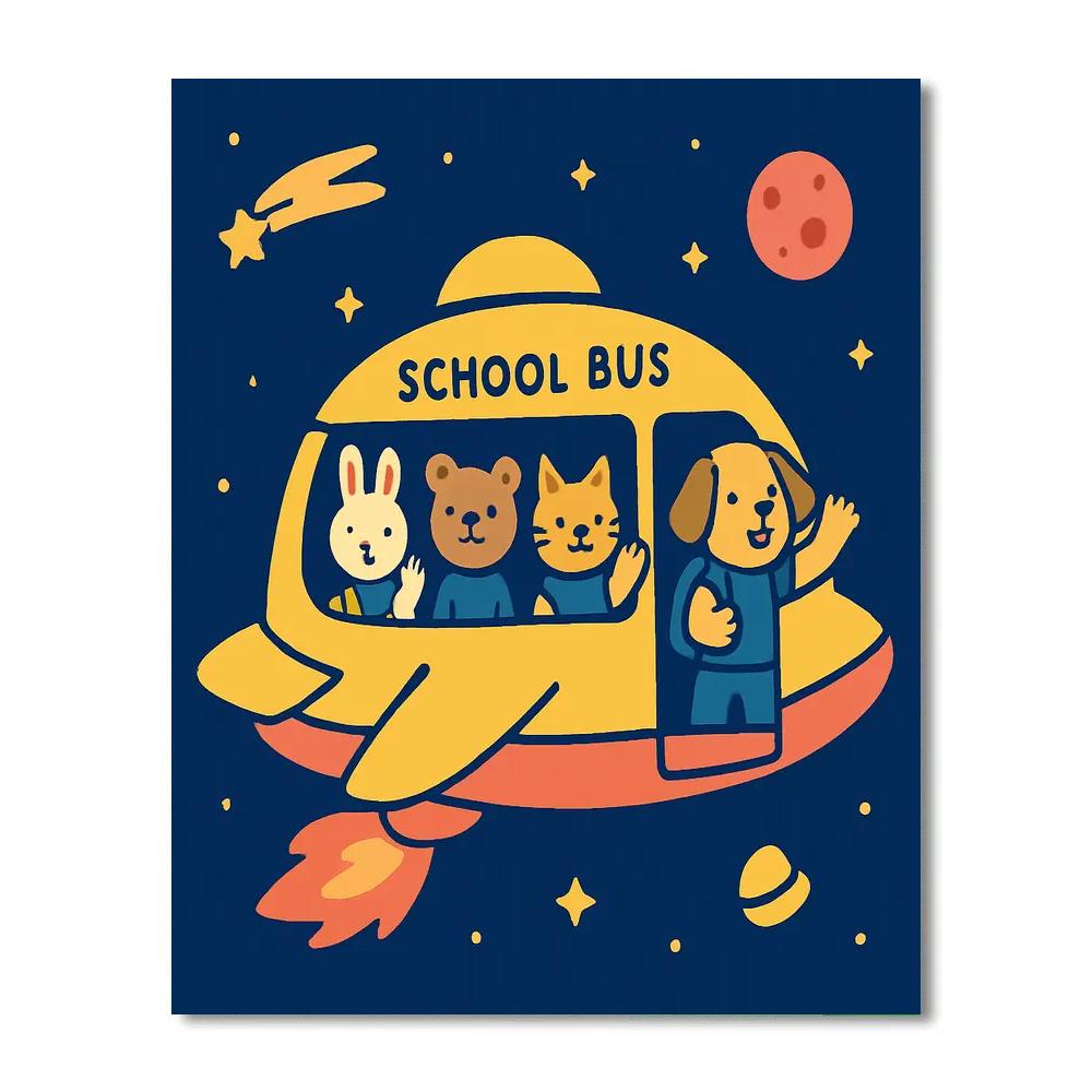 Tiny Astronaut School Bus painting number kit