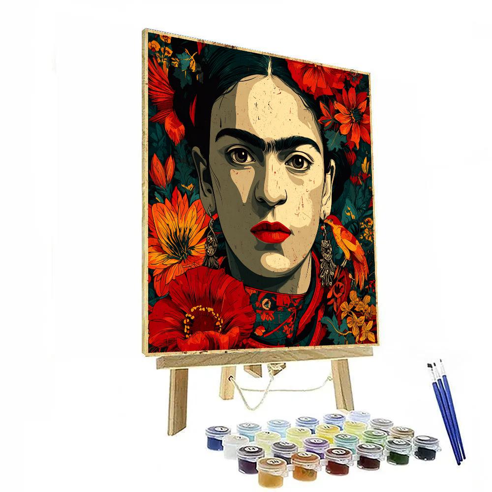 Frida Kahlo Inspired Emotional Self Portrait Number painting