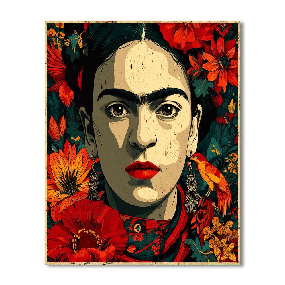 Frida Kahlo Inspired Emotional Self Portrait Number painting