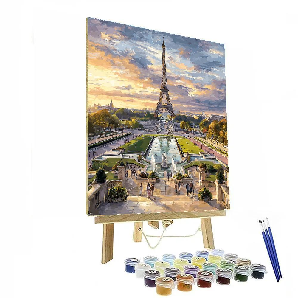 Jardins Du Trocadero View Of Eiffel Tower Paris France Numbered painting kits