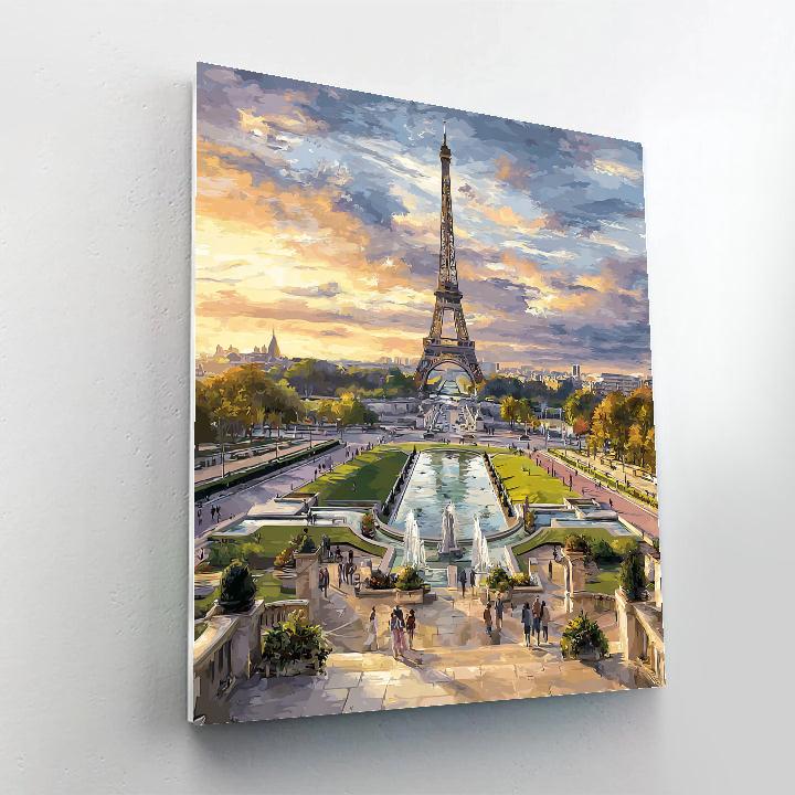 Jardins Du Trocadero View Of Eiffel Tower Paris France Numbered painting kits