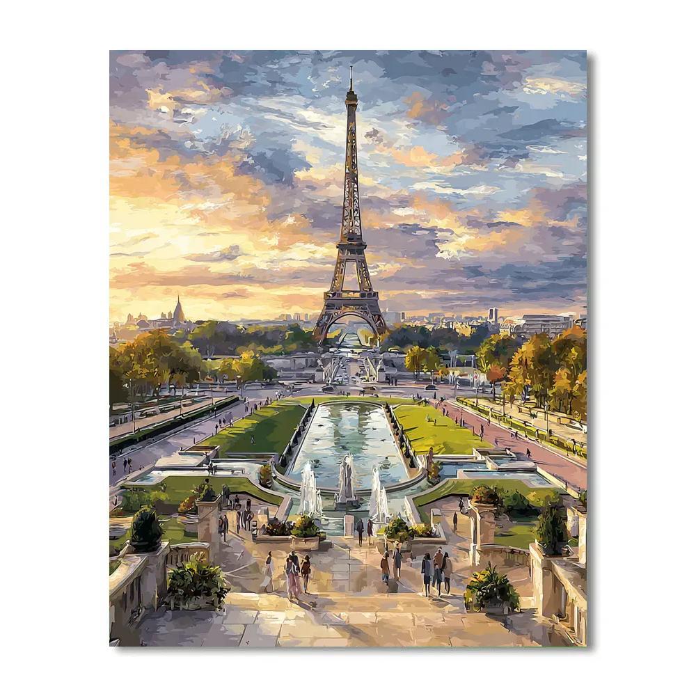 Jardins Du Trocadero View Of Eiffel Tower Paris France Numbered painting kits