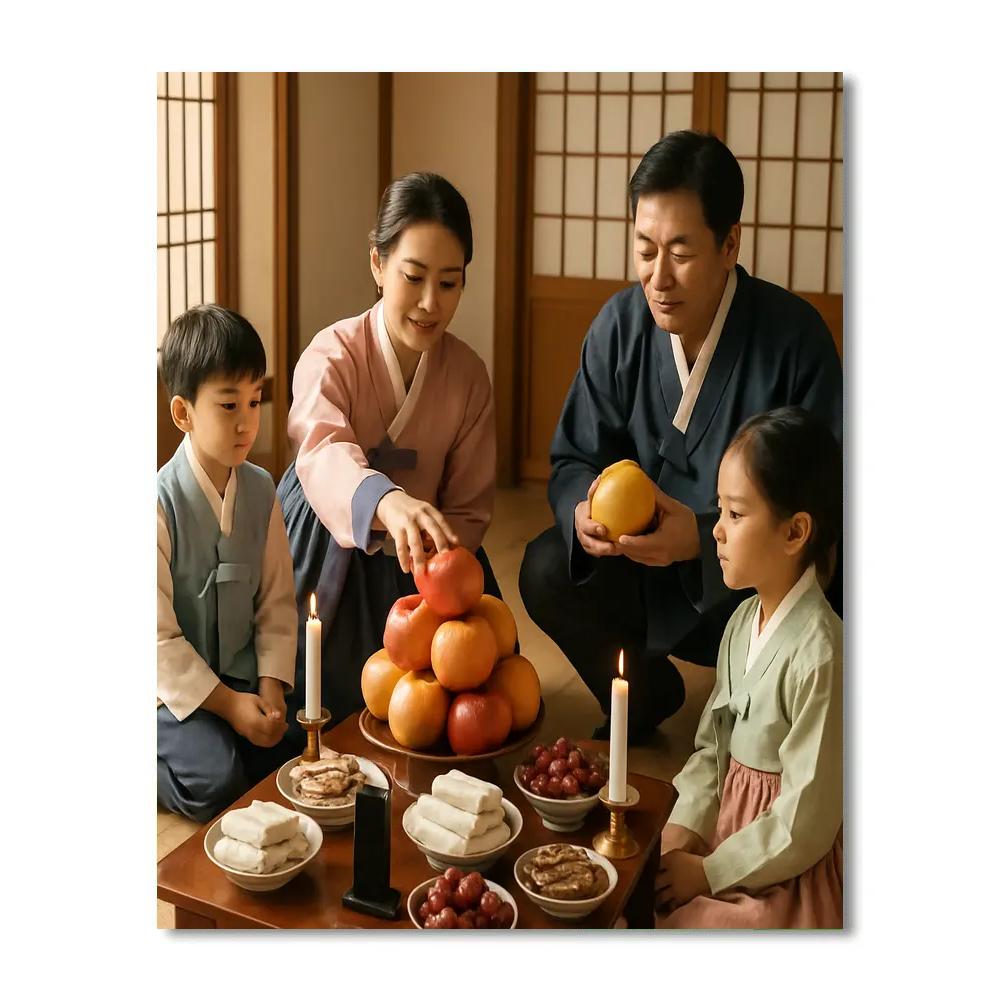 Chuseok Family Ancestral Table paint by color