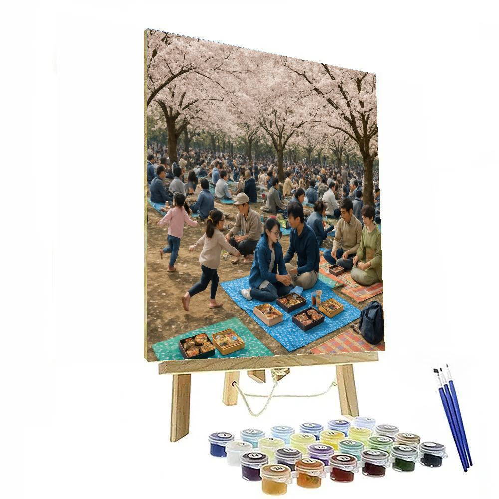 Hanami Daytime Sakura Crowd Paint by numbers art