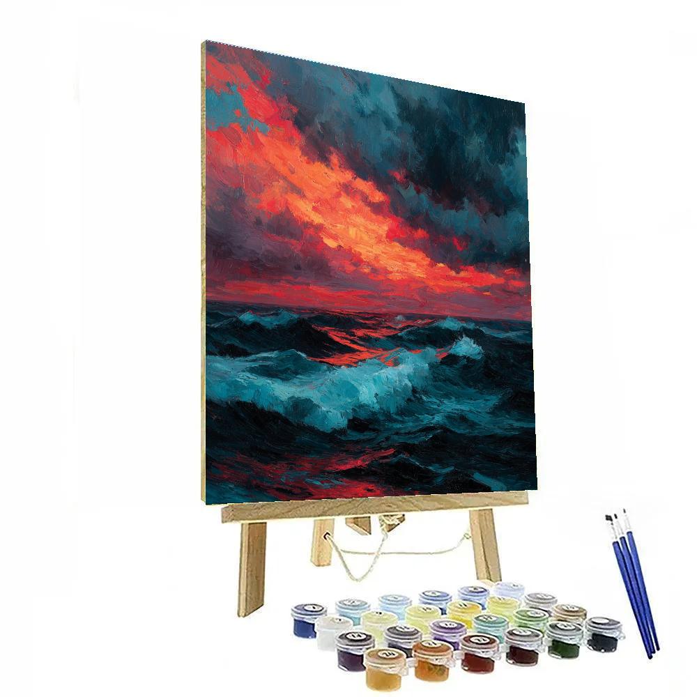 Edward Munch Inspired Stormy Seascape Number painting