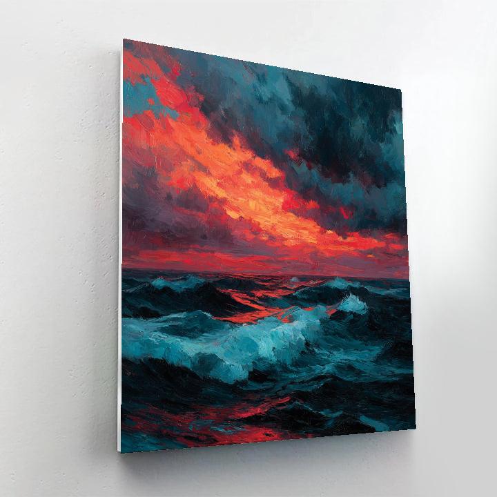 Edward Munch Inspired Stormy Seascape Number painting