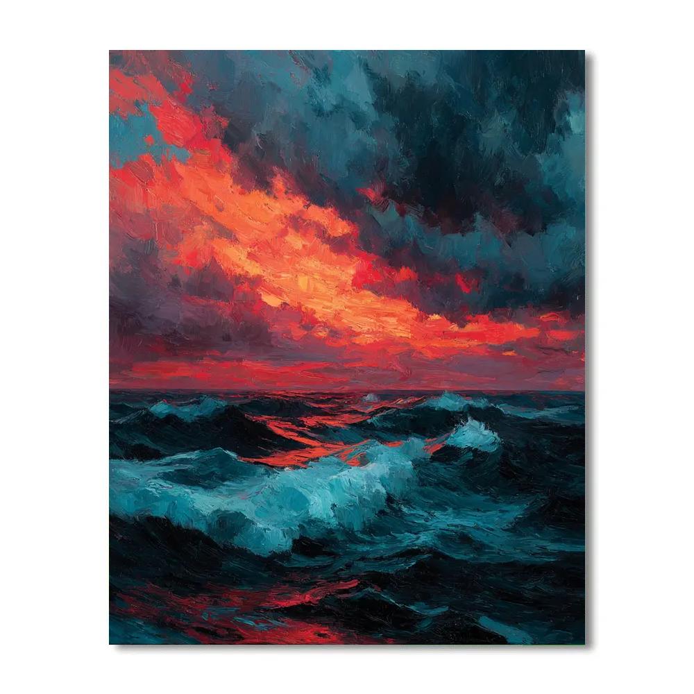 Edward Munch Inspired Stormy Seascape Number painting