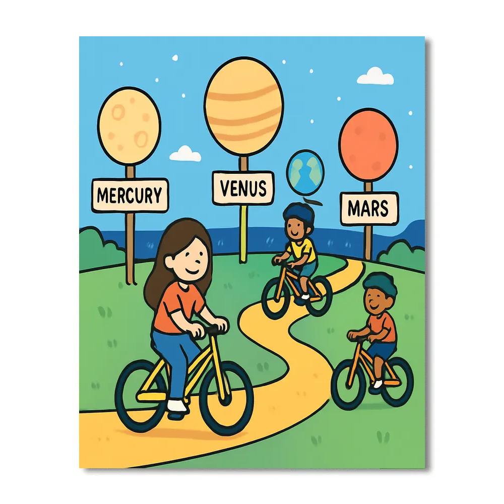 Solar System Bicycle Tour paint by numbers