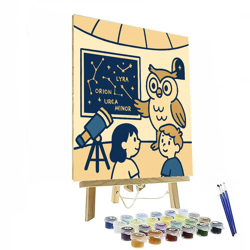 Stargazer Owl Observatory Number painting