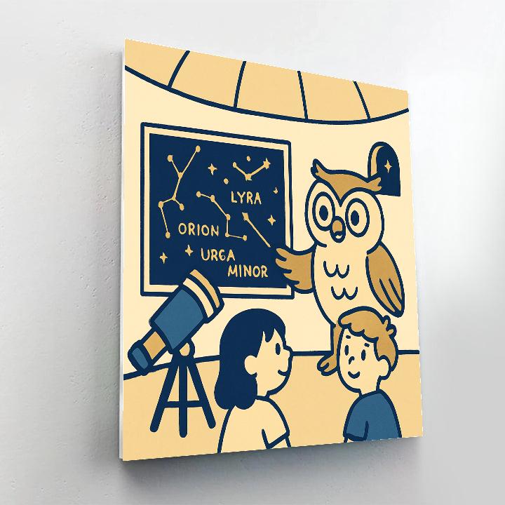 Stargazer Owl Observatory Number painting