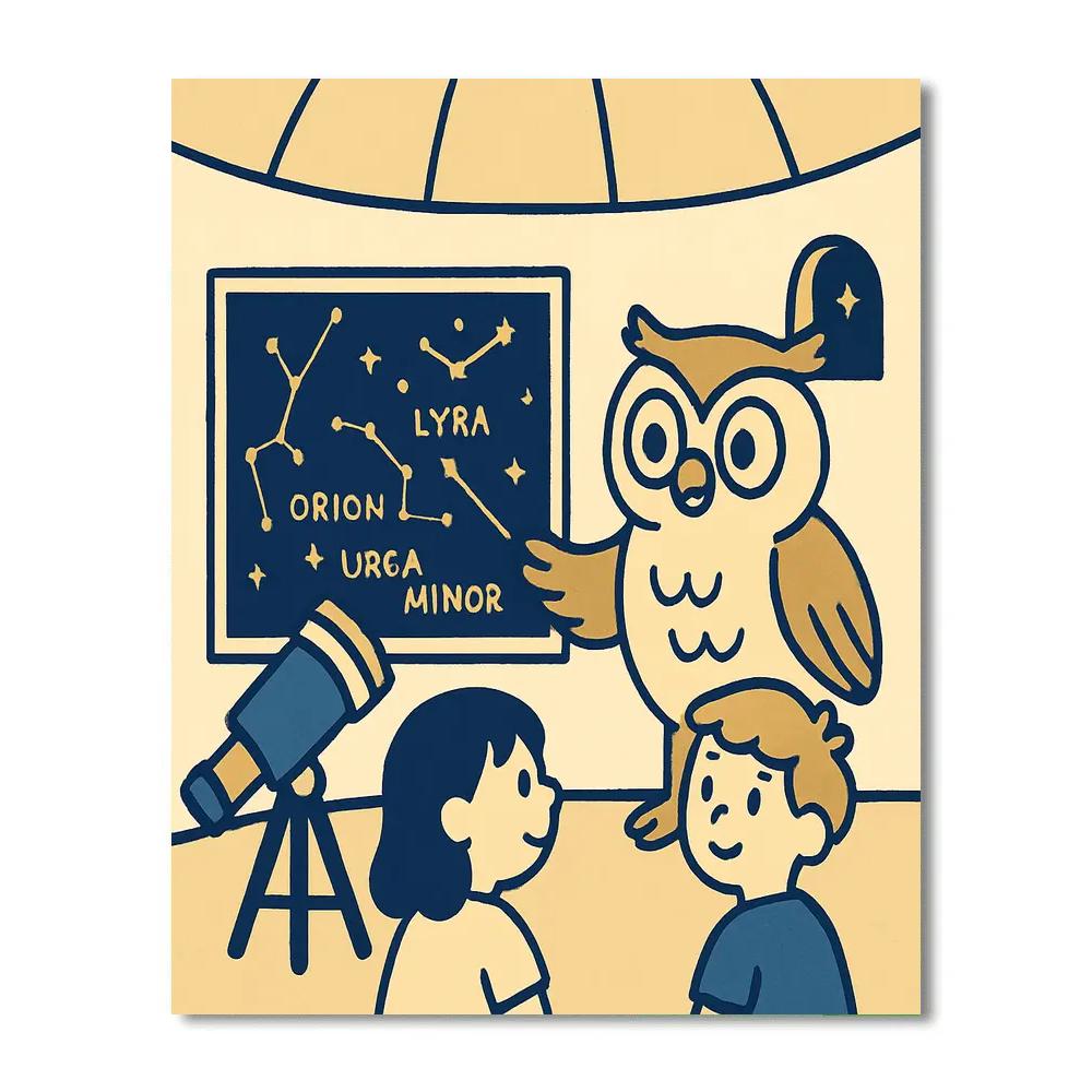Stargazer Owl Observatory Number painting