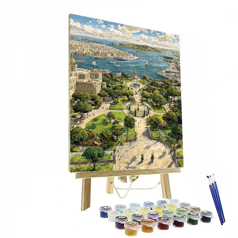 Montjuic Park Overlooking Barcelona Harbor Spain Paint by numbers kits