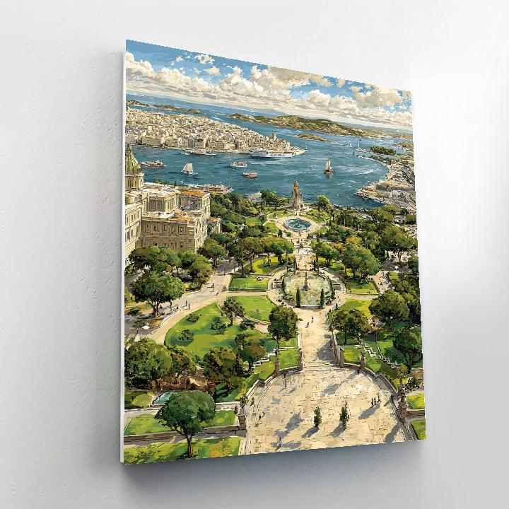 Montjuic Park Overlooking Barcelona Harbor Spain Paint by numbers kits