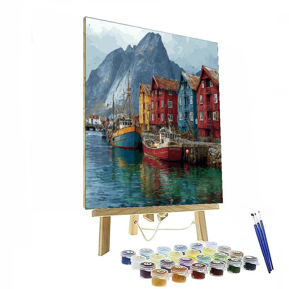 Old Town Harbor Bergen Norway Painting by numbers kit
