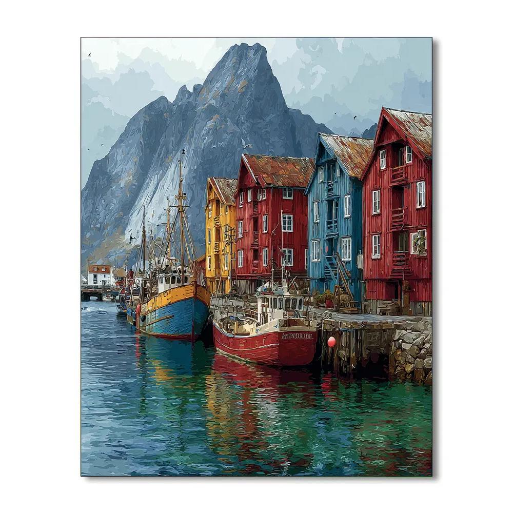 Old Town Harbor Bergen Norway Painting by numbers kit