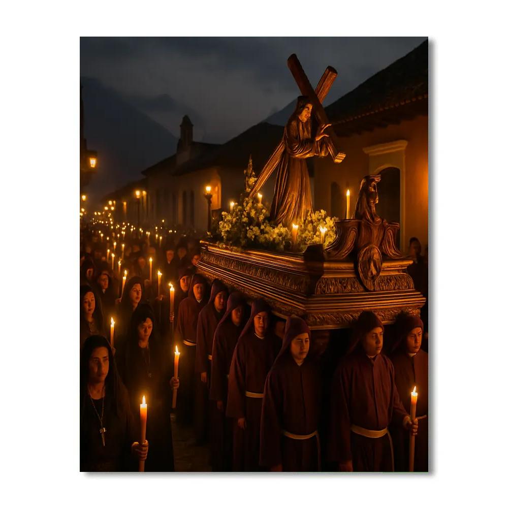 Semana Santa Antigua Procession paint by color