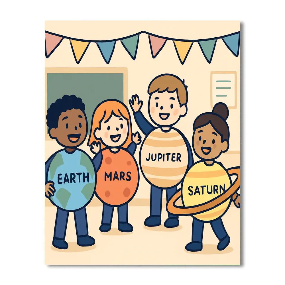 Planetary Costume Party Paint by numbers kits