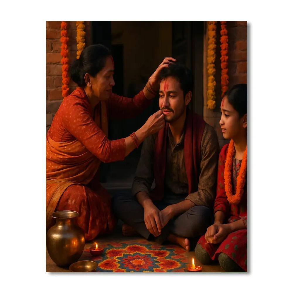 Tihar Festival Rangoli paint by color