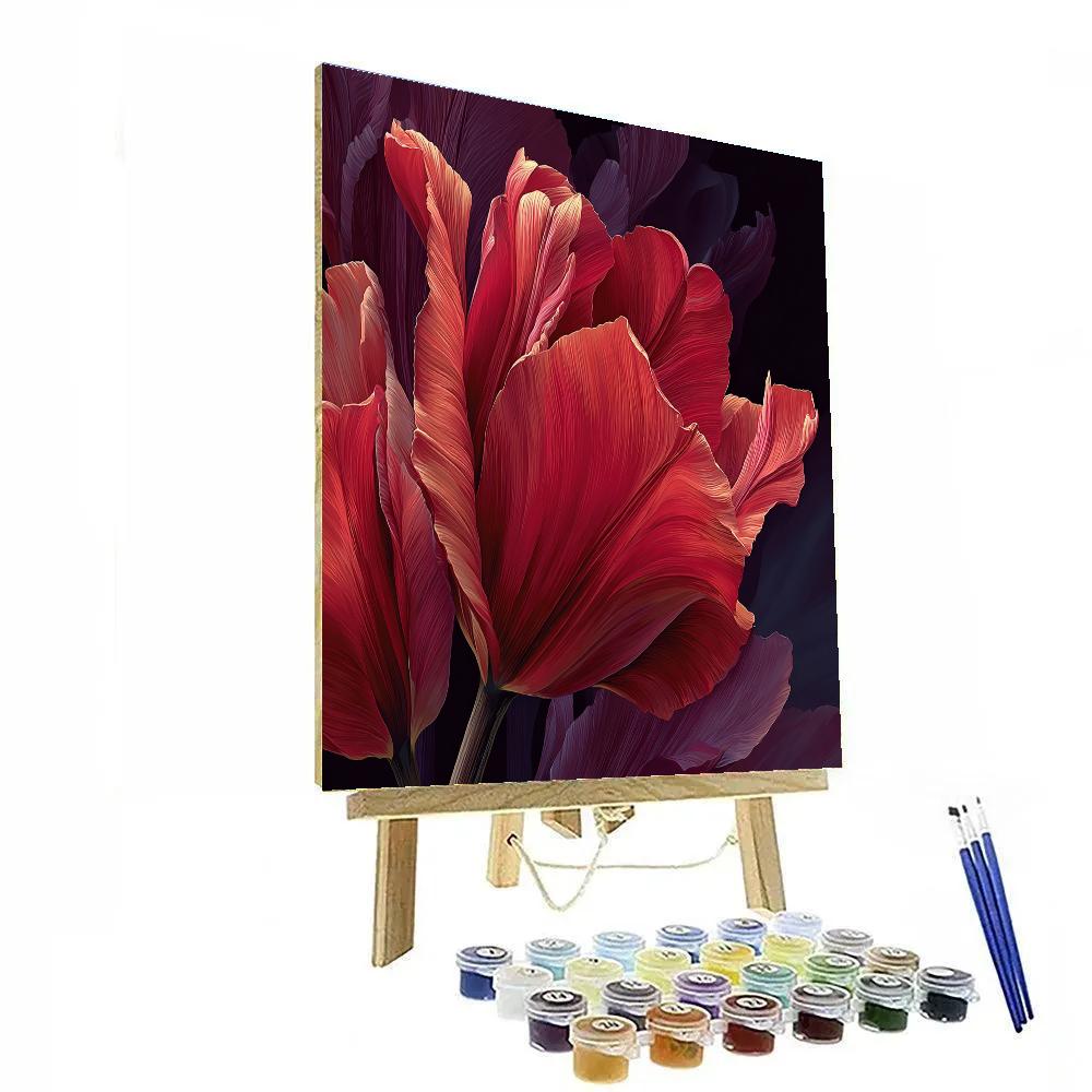 Georgia Okeeffe Inspired Red Tulip paint by number