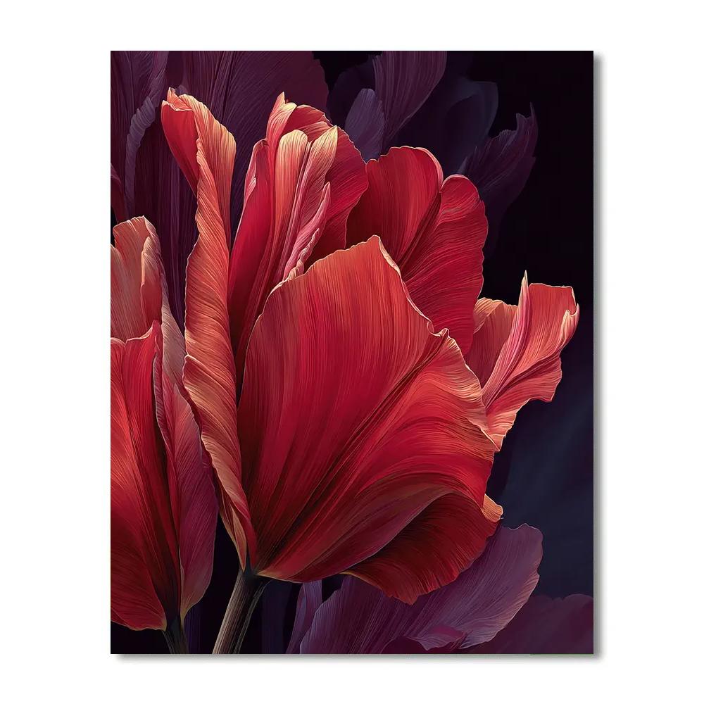 Georgia Okeeffe Inspired Red Tulip paint by number