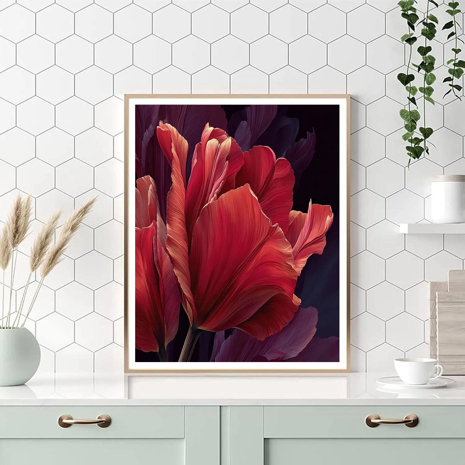 Georgia Okeeffe Inspired Red Tulip paint by number