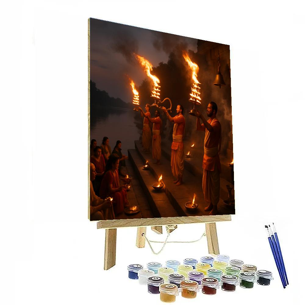Aarti Ghat Evening Ceremony paint by color