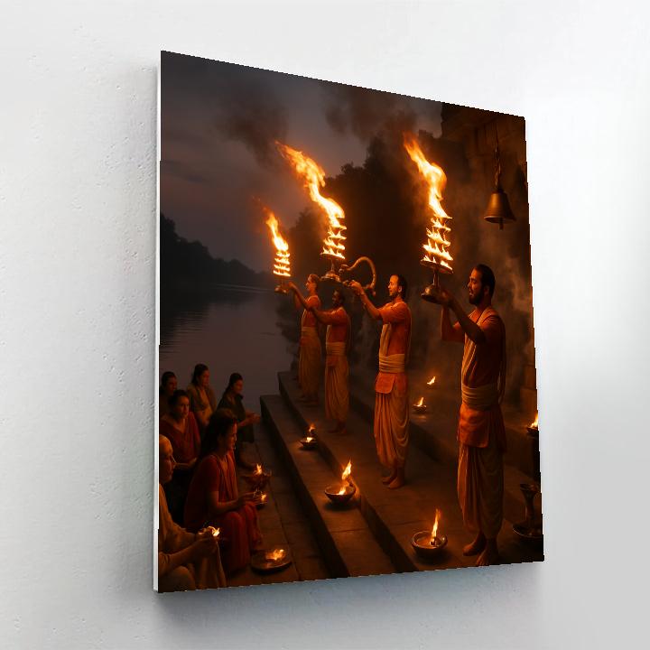 Aarti Ghat Evening Ceremony paint by color