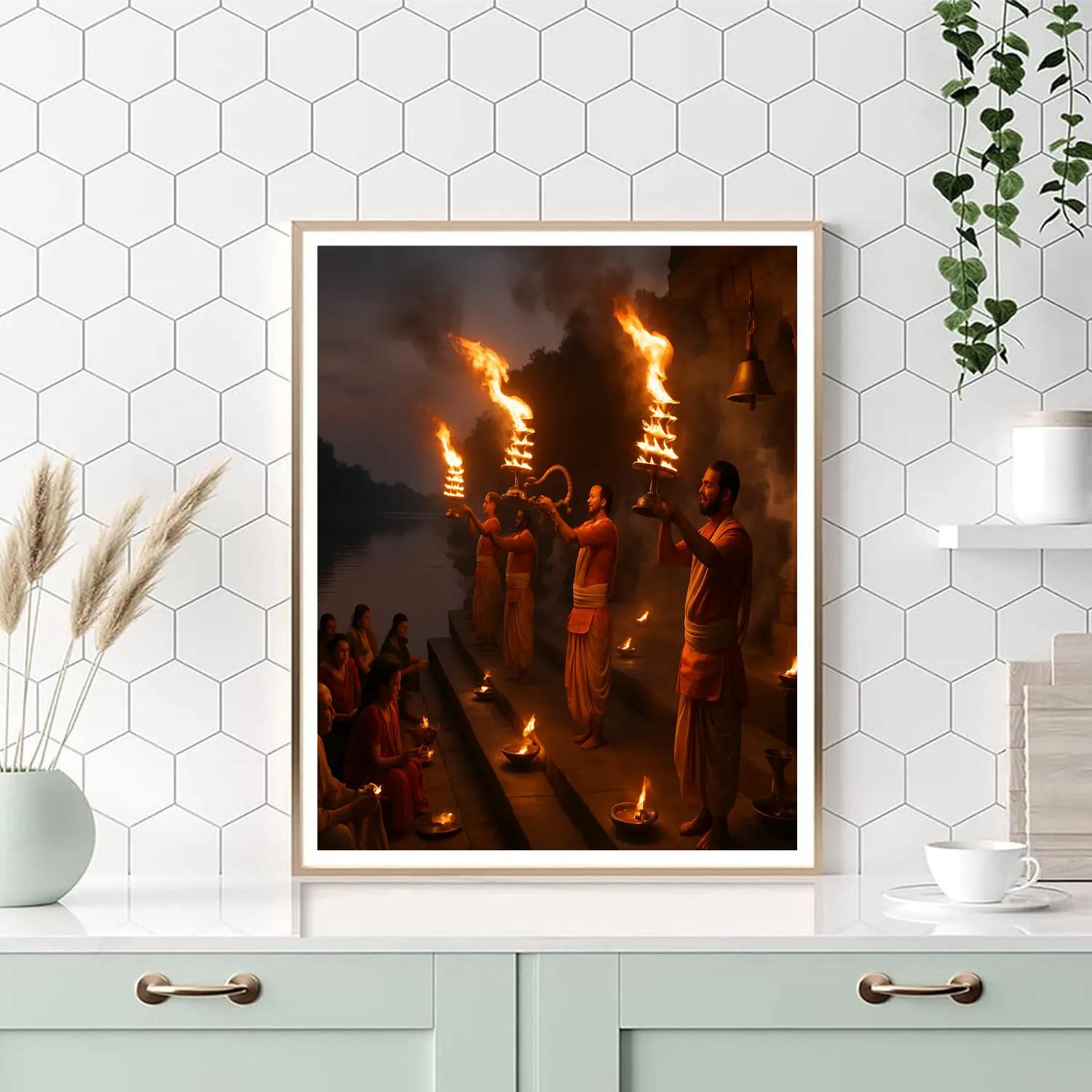 Aarti Ghat Evening Ceremony paint by color