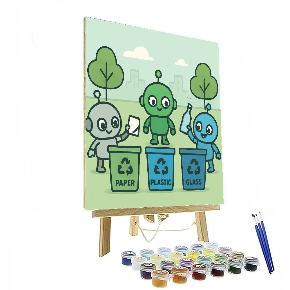 Robots Learn Recycling Paint by numbers art