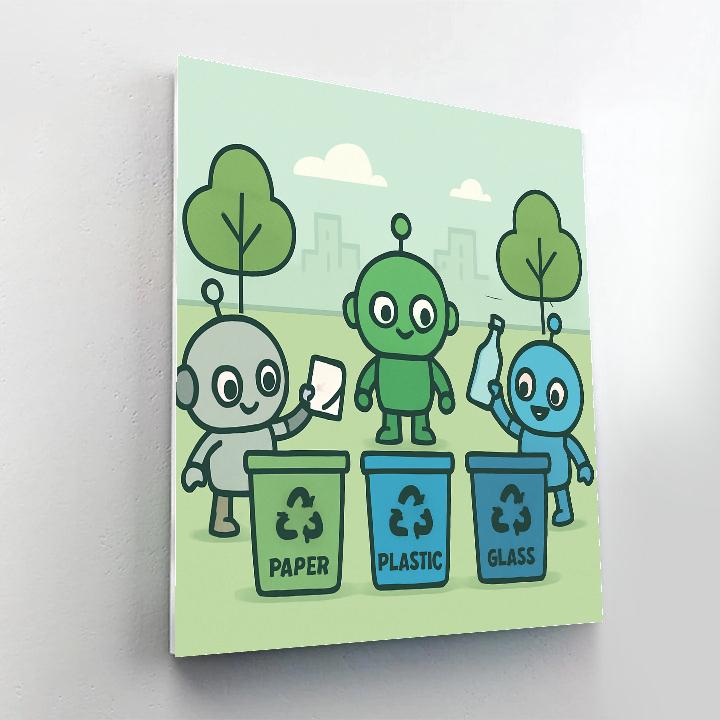 Robots Learn Recycling Paint by numbers art