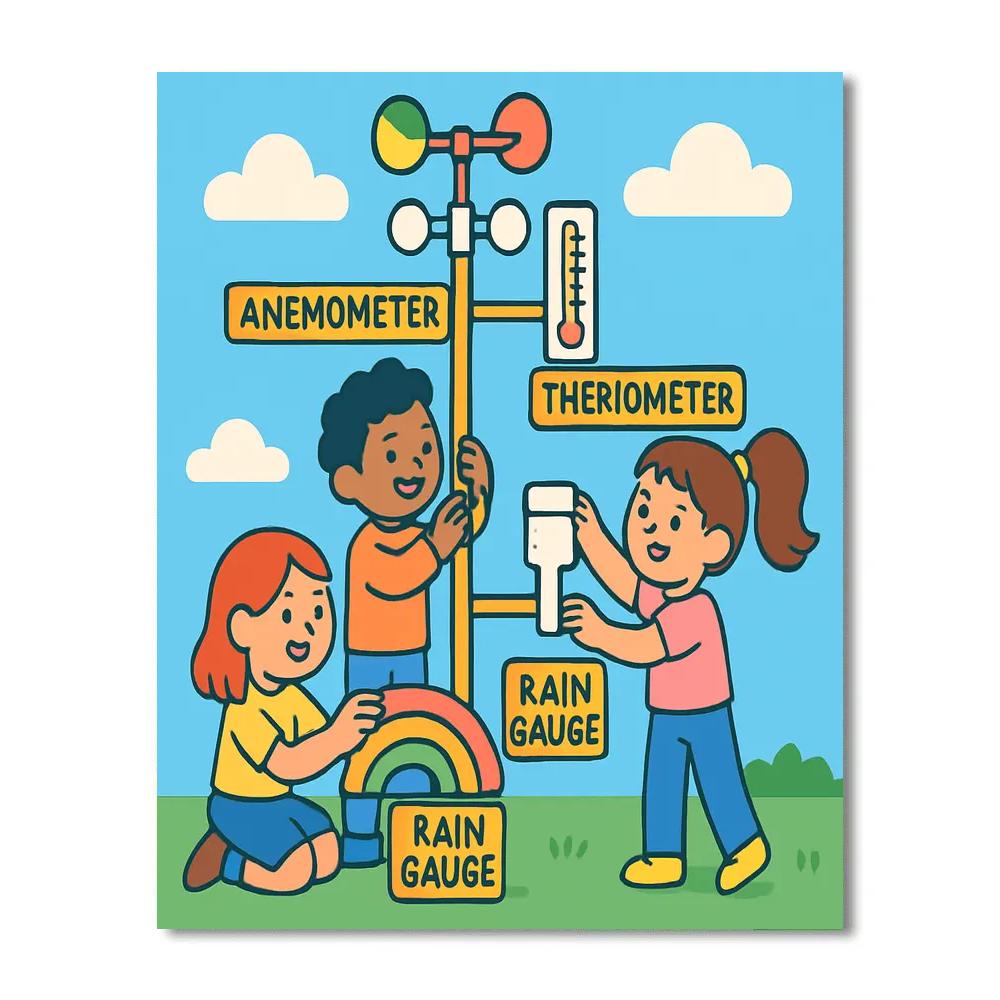 Rainbow Weather Station paint by numbers