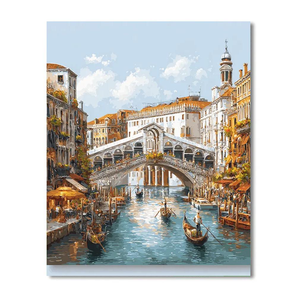 Rialto Bridge Overlooking Grand Canal Venice Italy painting number kit