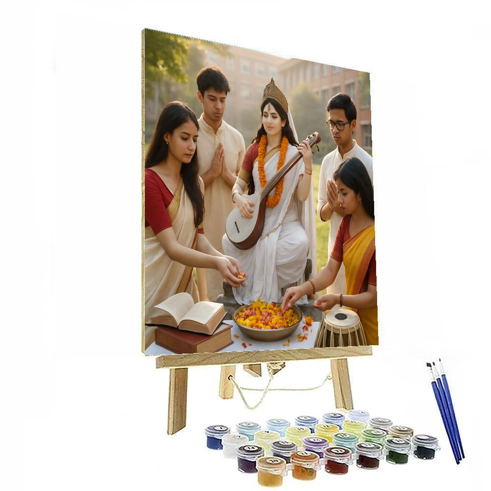 Saraswati Puja College Grounds Painting by numbers kit