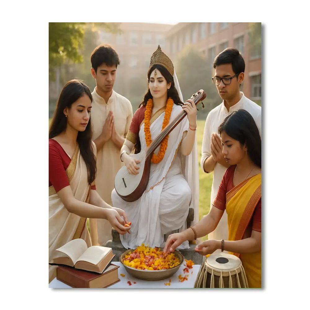 Saraswati Puja College Grounds Painting by numbers kit