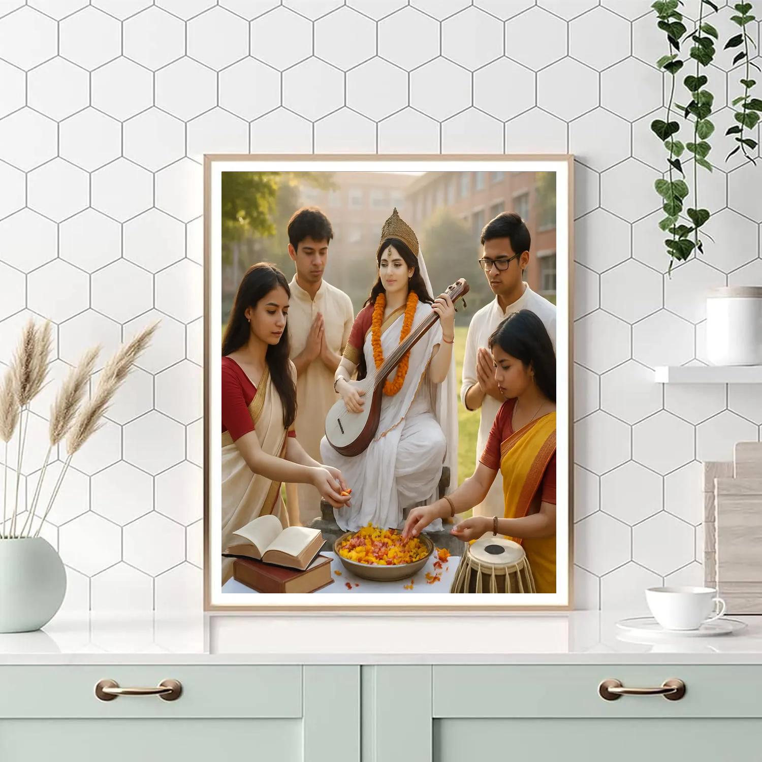 Saraswati Puja College Grounds Painting by numbers kit