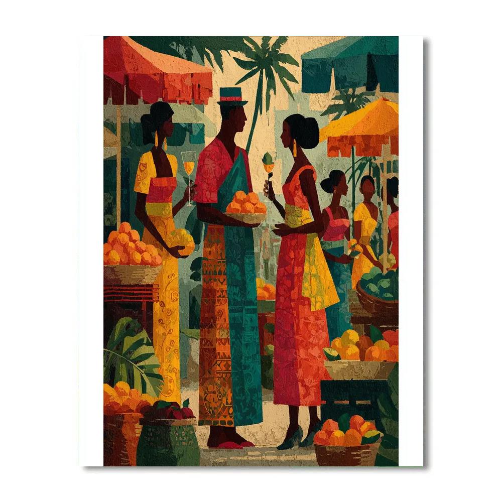 Paul Gauguin Inspired Tropical Market paint by numbers
