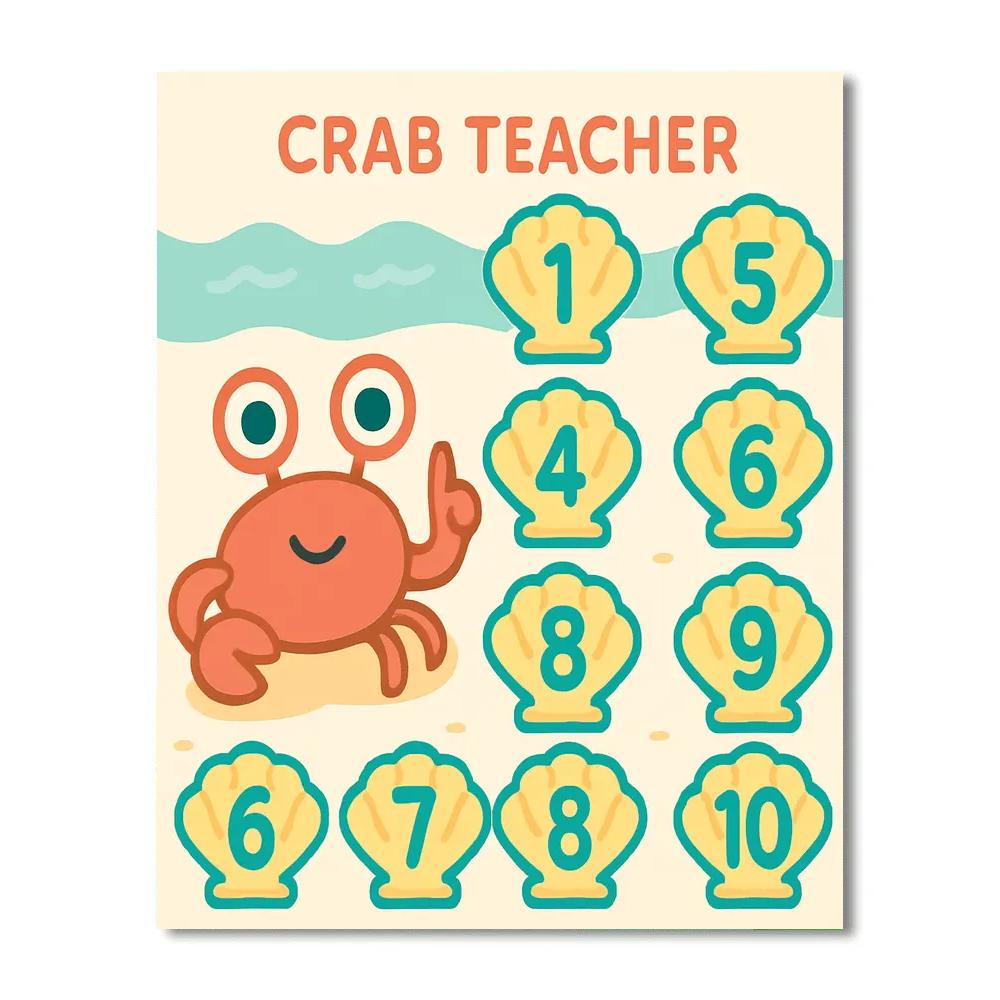 Sea School Counting Clams paint by numbers