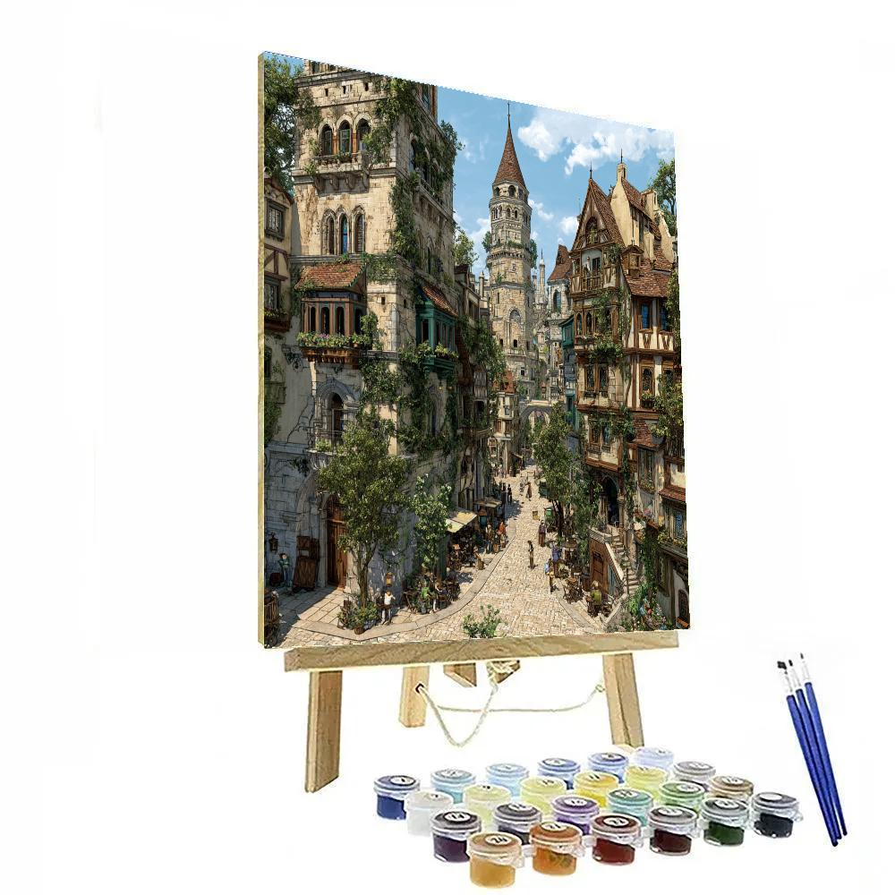 Jan Van Eyck Inspired Medieval City painting number kit