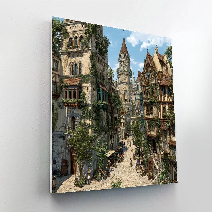 Jan Van Eyck Inspired Medieval City painting number kit