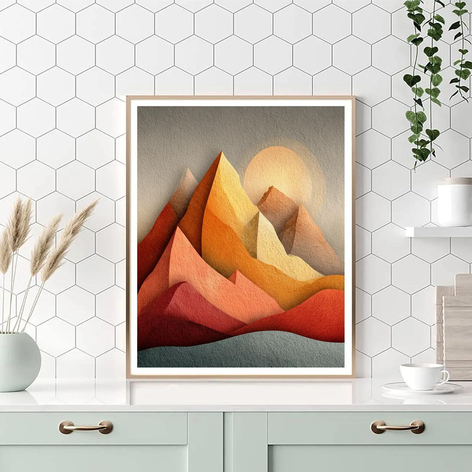 Georgia Okeeffe Inspired Abstract Mountains paint by numbers