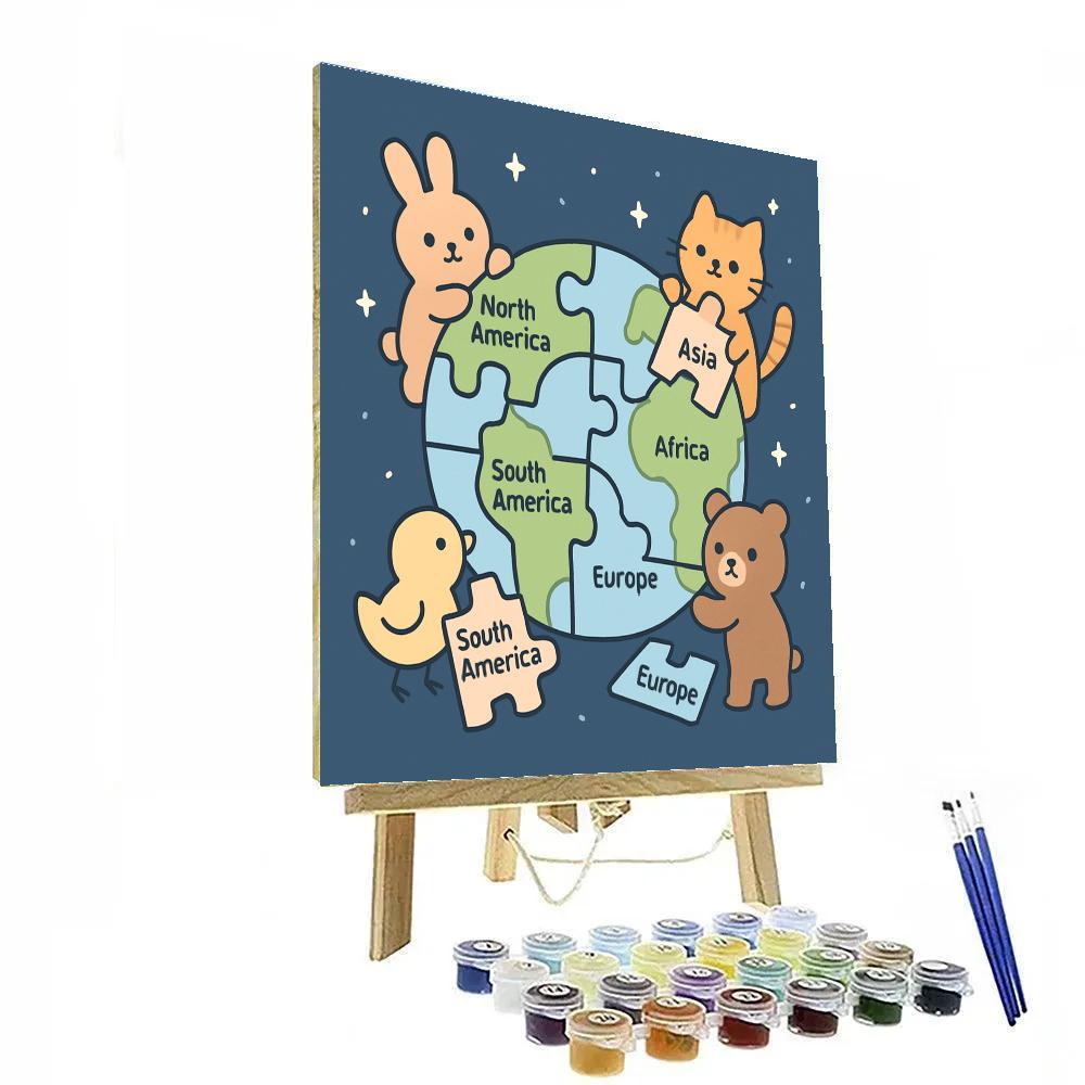 Playful Planet Puzzle Painting by numbers kit