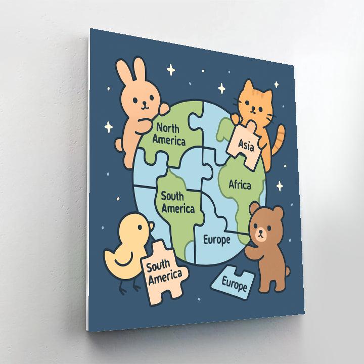 Playful Planet Puzzle Painting by numbers kit