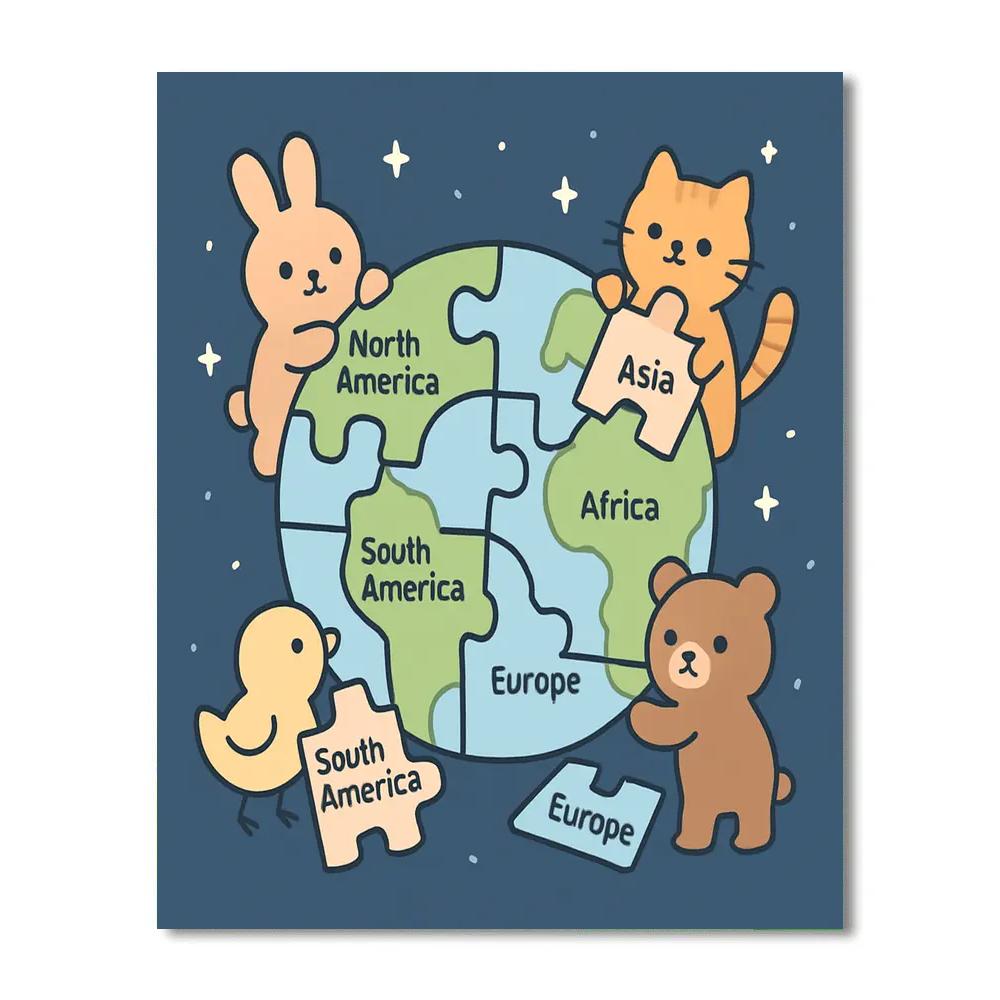 Playful Planet Puzzle Painting by numbers kit