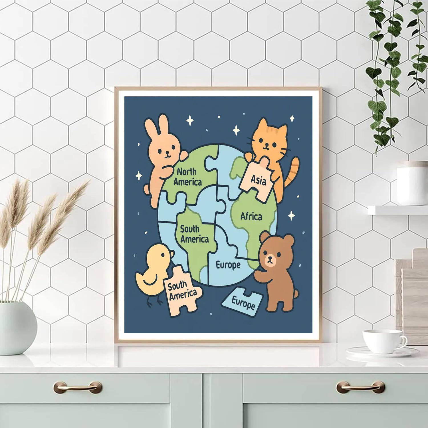 Playful Planet Puzzle Painting by numbers kit
