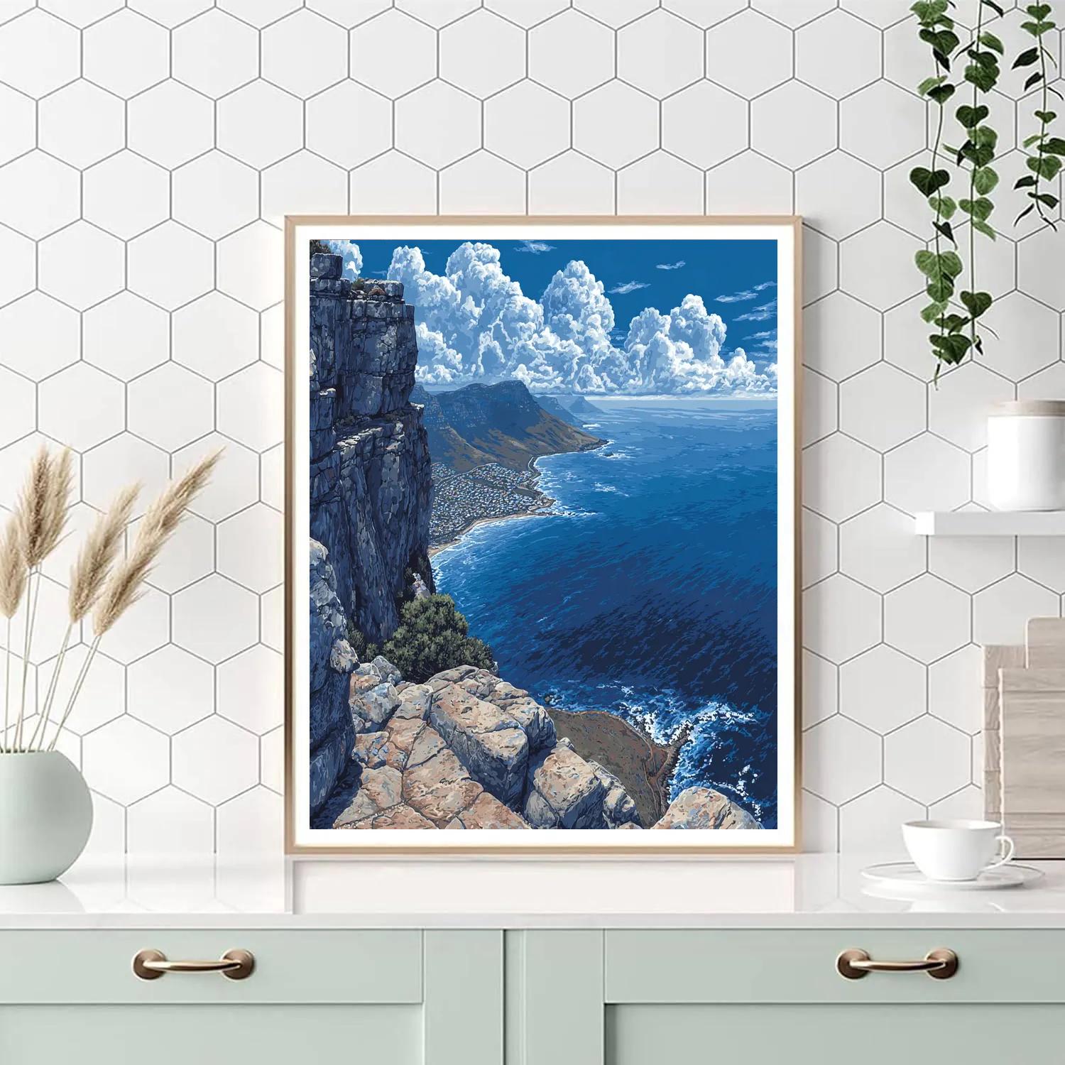 Cliffside Viewpoint Table Mountain Cape Town South Africa Paint by numbers kits