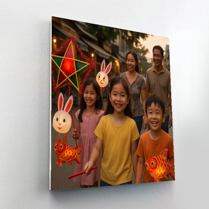 Tet Trung Thu Children Lanterns Number painting